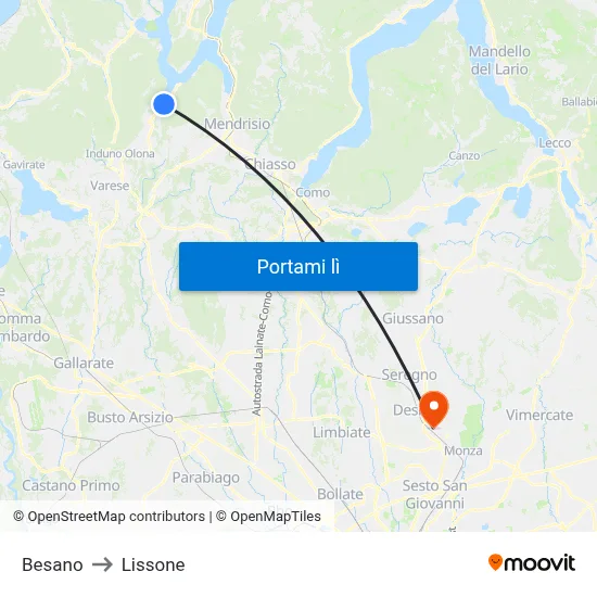 Besano to Lissone map