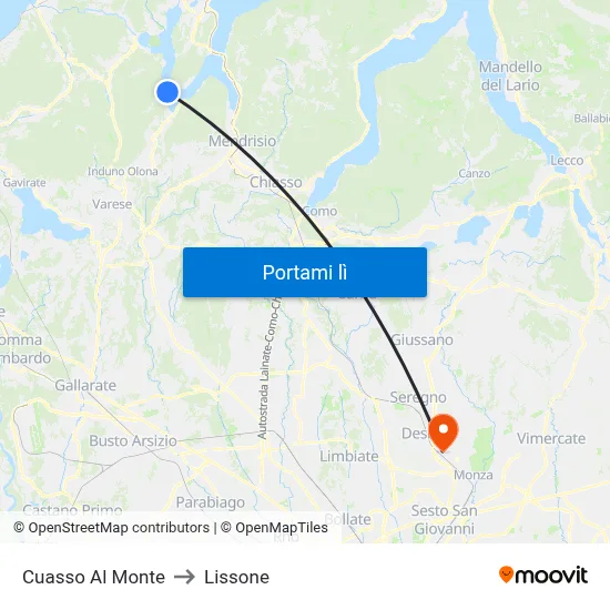 Cuasso Al Monte to Lissone map