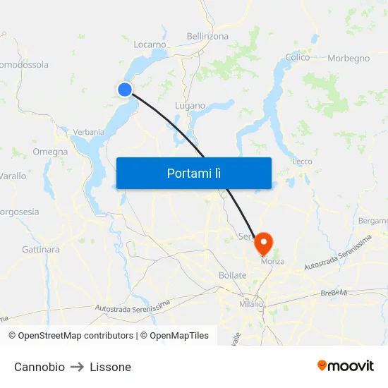 Cannobio to Lissone map