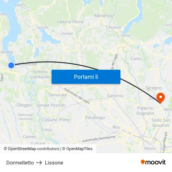 Dormelletto to Lissone map