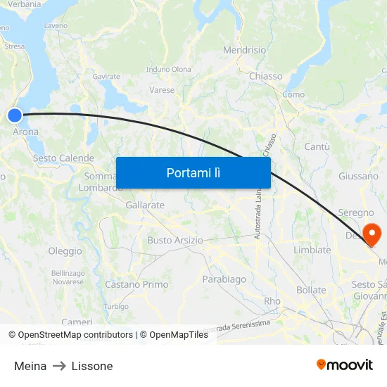 Meina to Lissone map