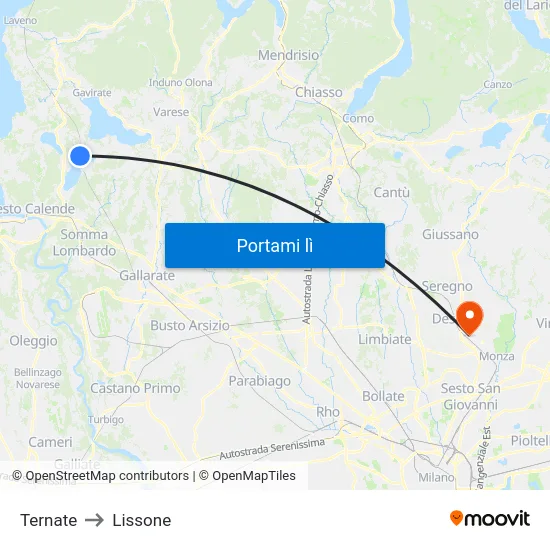 Ternate to Lissone map