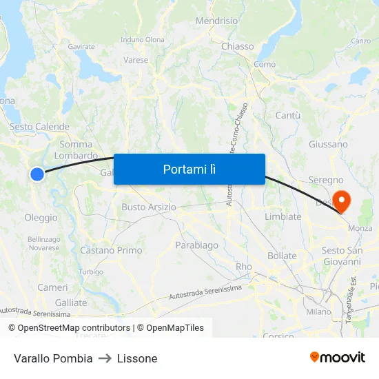 Varallo Pombia to Lissone map