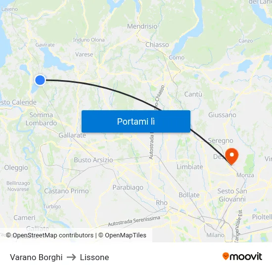 Varano Borghi to Lissone map