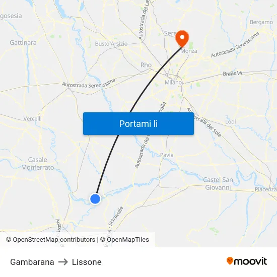 Gambarana to Lissone map