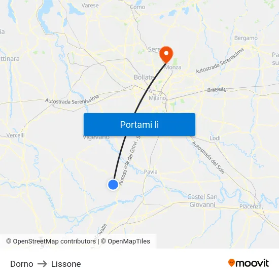 Dorno to Lissone map