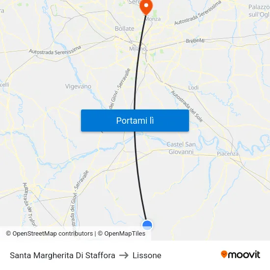 Santa Margherita Di Staffora to Lissone map