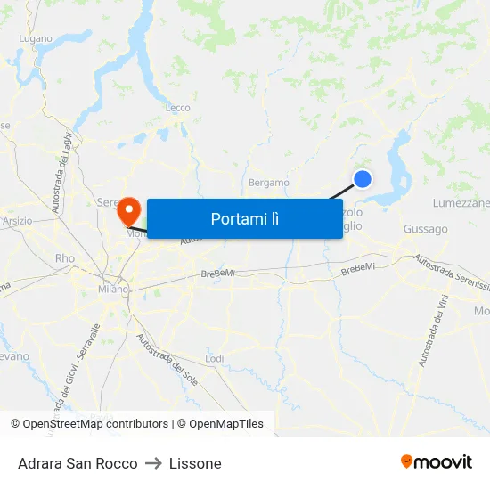 Adrara San Rocco to Lissone map