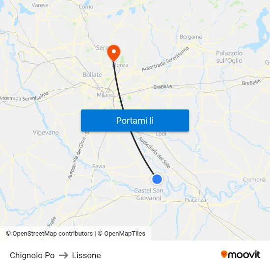 Chignolo Po to Lissone map