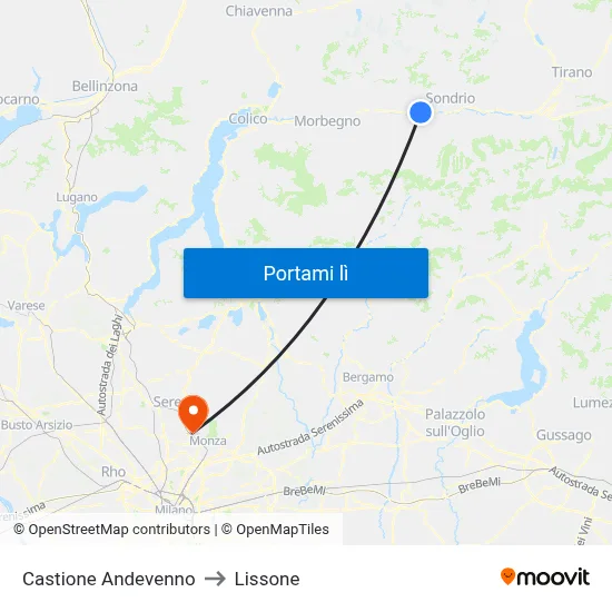 Castione Andevenno to Lissone map
