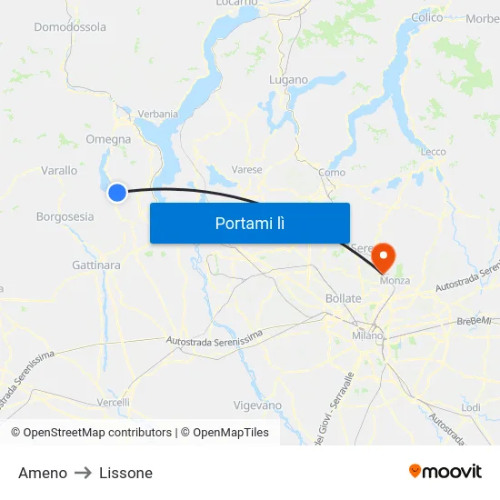 Ameno to Lissone map