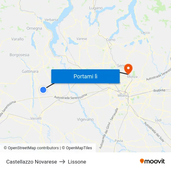 Castellazzo Novarese to Lissone map