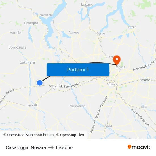 Casaleggio Novara to Lissone map
