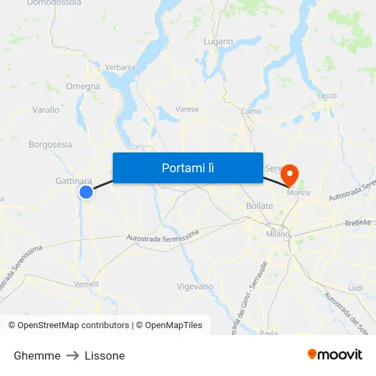 Ghemme to Lissone map