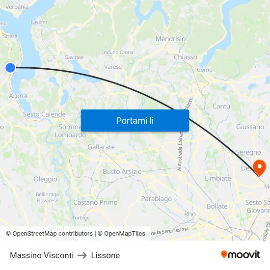 Massino Visconti to Lissone map