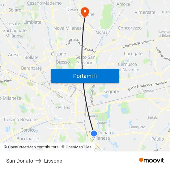 San Donato to Lissone map