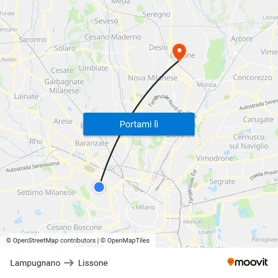 Lampugnano to Lissone map