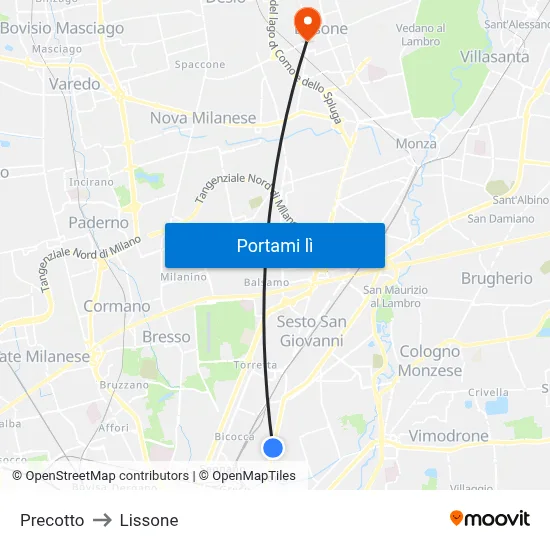 Precotto to Lissone map