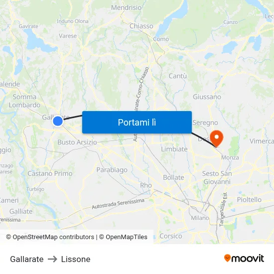 Gallarate to Lissone map