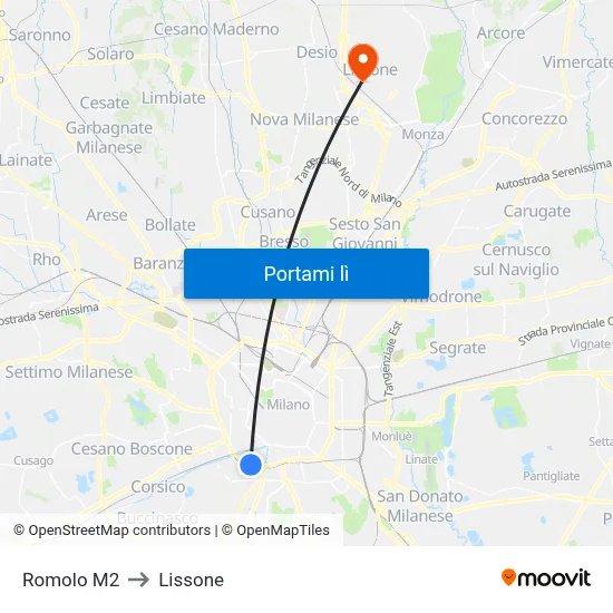 Romolo M2 to Lissone map