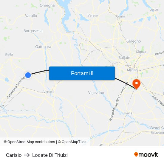 Carisio to Locate Di Triulzi map