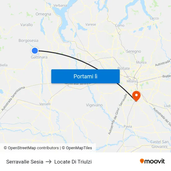 Serravalle Sesia to Locate Di Triulzi map
