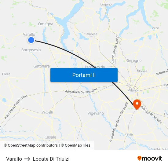 Varallo to Locate Di Triulzi map