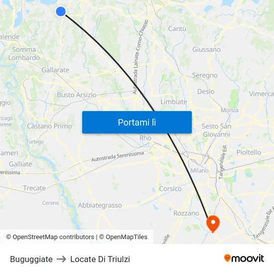 Buguggiate to Locate Di Triulzi map