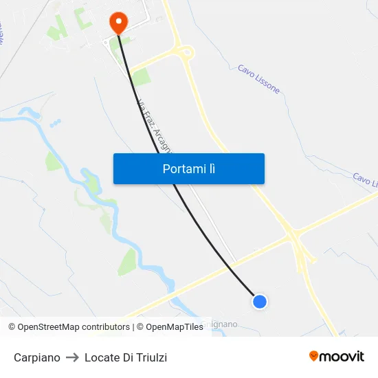 Carpiano to Locate Di Triulzi map