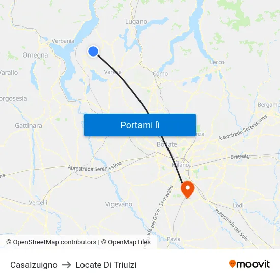 Casalzuigno to Locate Di Triulzi map