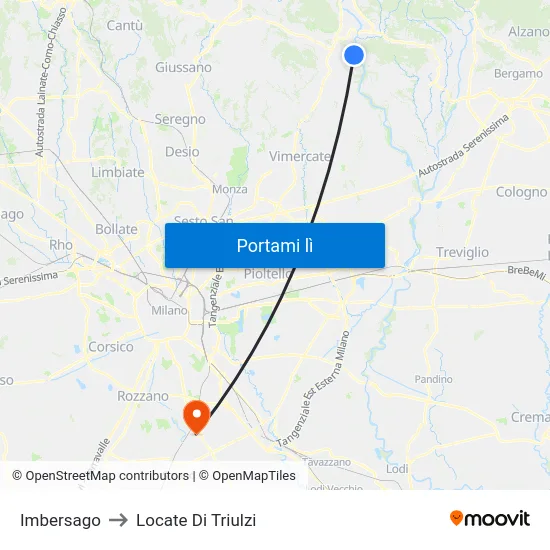 Imbersago to Locate Di Triulzi map