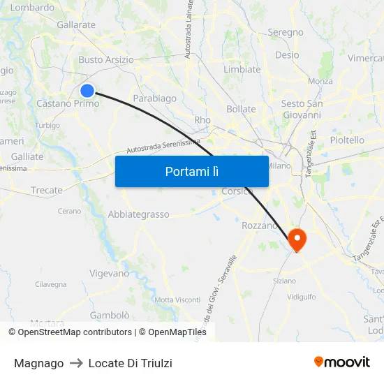 Magnago to Locate Di Triulzi map