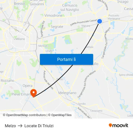Melzo to Locate Di Triulzi map