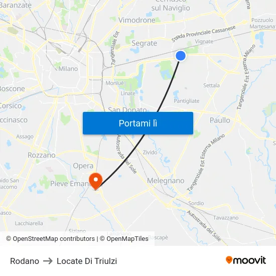 Rodano to Locate Di Triulzi map