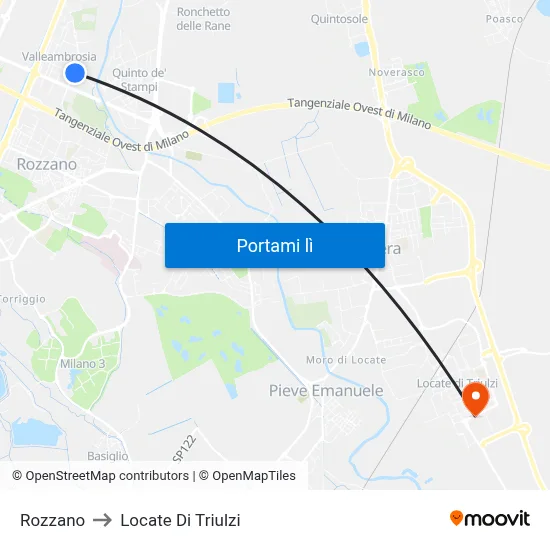 Rozzano to Locate Di Triulzi map