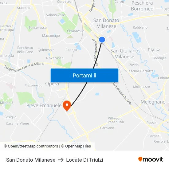 San Donato Milanese to Locate Di Triulzi map