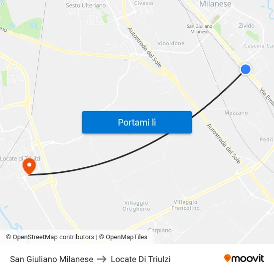 San Giuliano Milanese to Locate Di Triulzi map