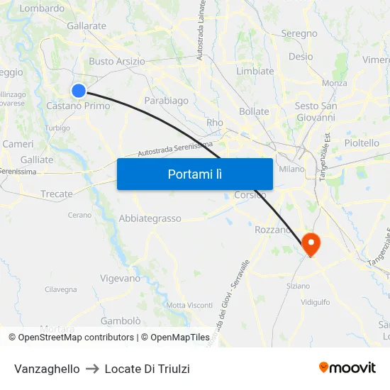 Vanzaghello to Locate Di Triulzi map