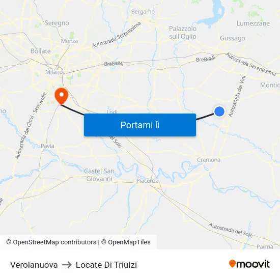 Verolanuova to Locate Di Triulzi map