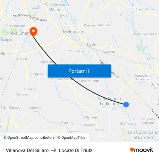 Villanova Del Sillaro to Locate Di Triulzi map