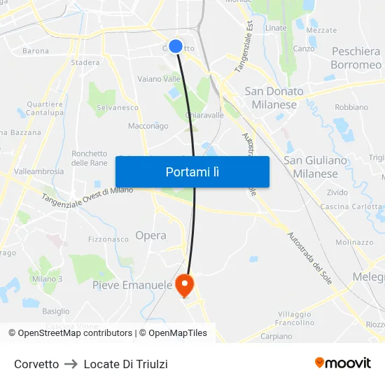 Corvetto to Locate Di Triulzi map