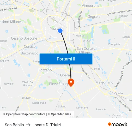 San Babila to Locate Di Triulzi map