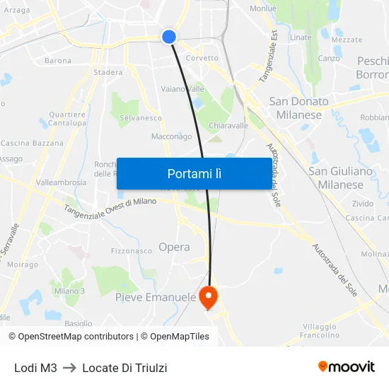 Lodi M3 to Locate Di Triulzi map