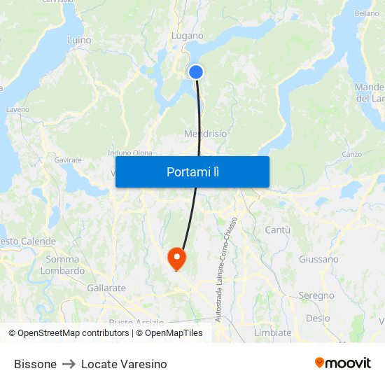 Bissone to Locate Varesino map