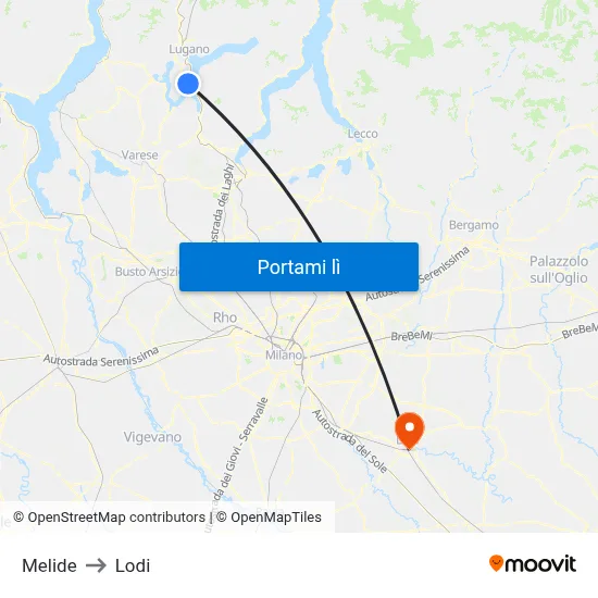 Melide to Lodi map