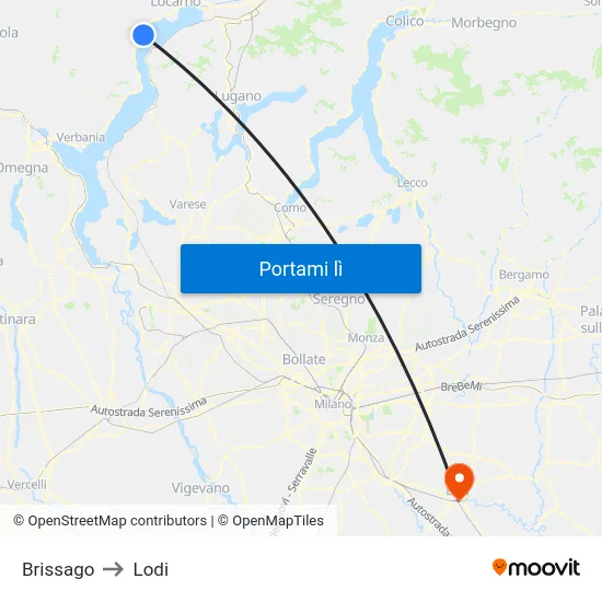Brissago to Lodi map