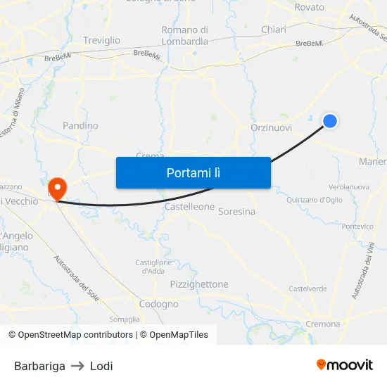 Barbariga to Lodi map