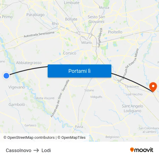 Cassolnovo to Lodi map