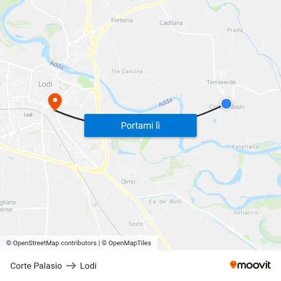 Corte Palasio to Lodi map