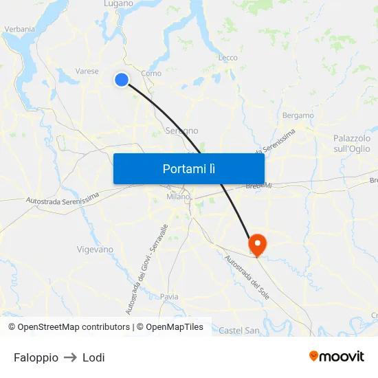 Faloppio to Lodi map